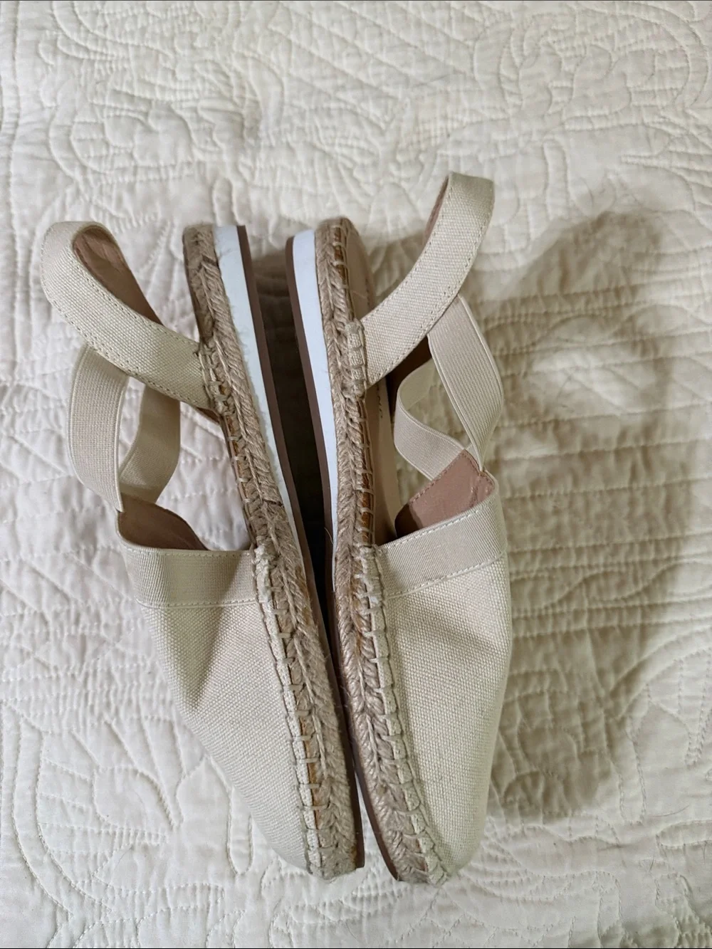 Lucky Brand Beige Canvas Slingback Espadrilles